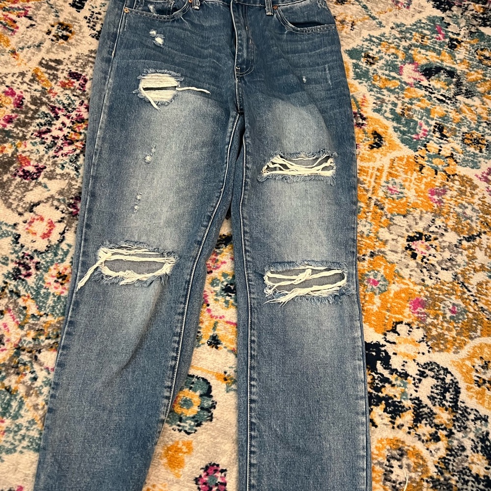 Distressed Blue Jeans